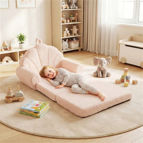 2-in-1 Flip Open Kids Sofa Lounger with Carry Handle