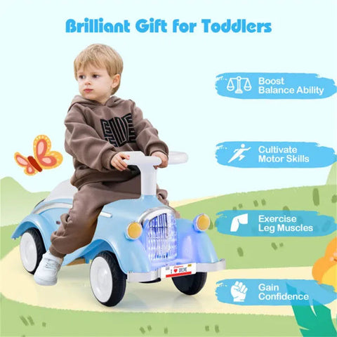 Kids Foot-to-Floor Ride On Car With LED Lights & Horn