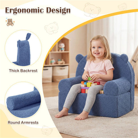 Bear-Shaped Kids Teddy Fleece Foam Sofa Chair