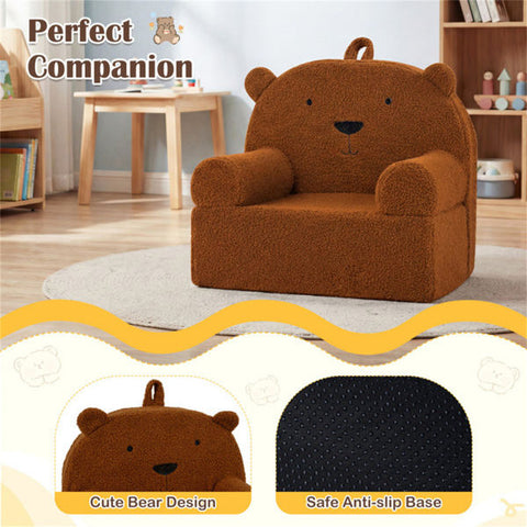 Bear-Shaped Kids Sofa Teddy Fleece Toddler Foam Chair