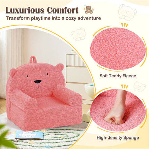 Bear-Shaped Kids Sofa Teddy Fleece Toddler Foam Chair