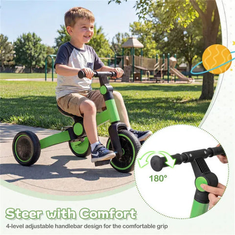 5-in-1 Foldable Toddler Tricycle with Removable Pedals