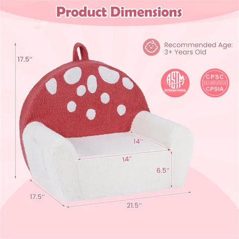 Kids Soft Teddy Fleece Foam Couch With Carry Handle