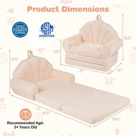 2-in-1 Flip Open Kids Sofa Lounger with Carry Handle