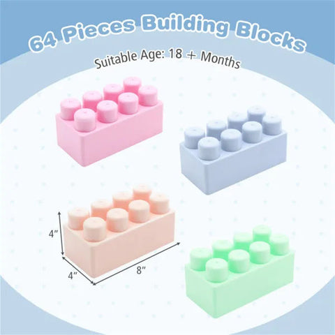64-Piece BPA-Free Educational Building Blocks Set