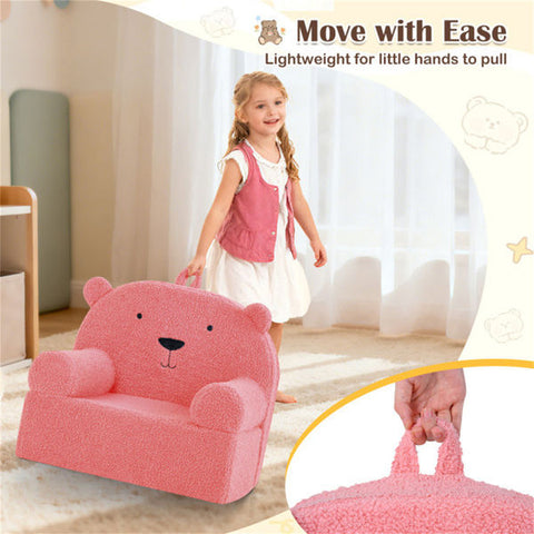 Bear-Shaped Kids Sofa Teddy Fleece Toddler Foam Chair