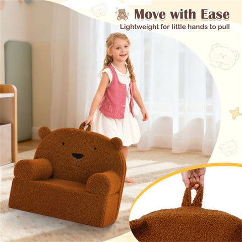 Bear-Shaped Kids Sofa Teddy Fleece Toddler Foam Chair