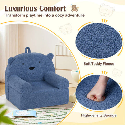Bear-Shaped Kids Teddy Fleece Foam Sofa Chair