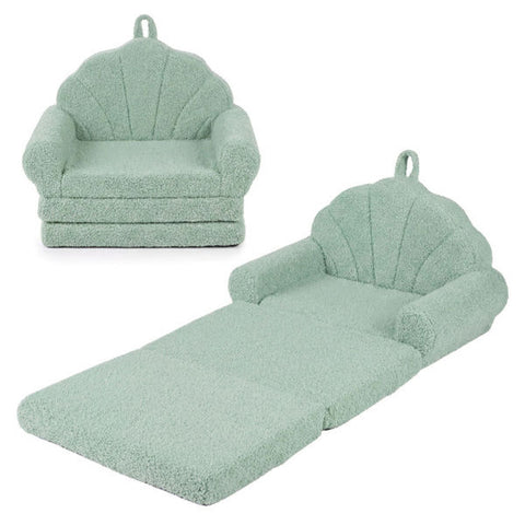 2-in-1 Flip Open Kids Sofa Lounger | Teddy Fleece Toddler Couch