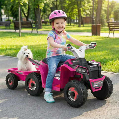 2-in-1 Kids Ride-on ATV with Removable Trailer
