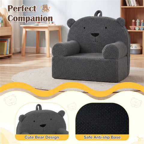 Bear-Shaped Kids Sofa Teddy Fleece Toddler Foam Chair