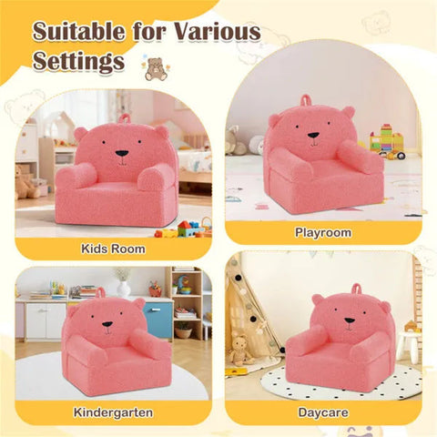 Bear-Shaped Kids Sofa Teddy Fleece Toddler Foam Chair