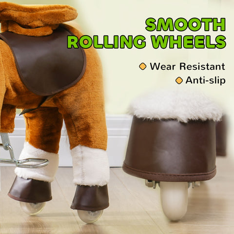 Kids Ride-On Walking Horse Toy with Wheels & Neighing Sounds