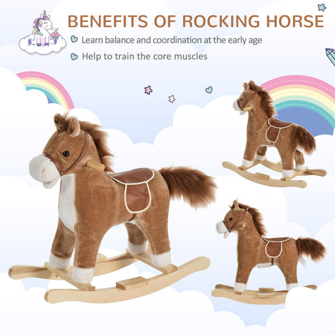 Plush Rocking Horse with Realistic Sounds and Moving Tail