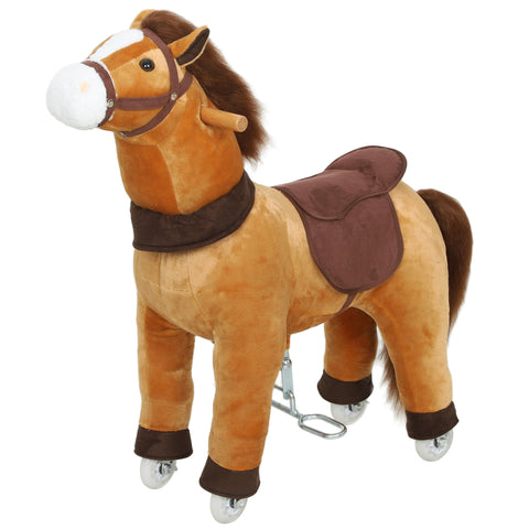 Plush Walking Ride-On Pony Toy with Wheels for Ages 3-5
