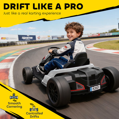 24V Electric Go Kart with Dual 150W Motors, Adjustable Seat & 11.2MPH High Speed