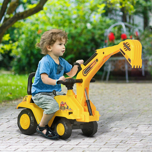 2-in-1 Kids Ride-On Excavator Digger and Pull Cart