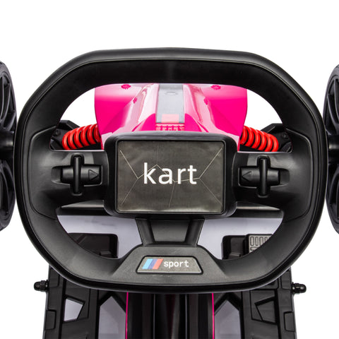 12V Electric Go Kart for Kids w/ Adjustable Speed, Pink