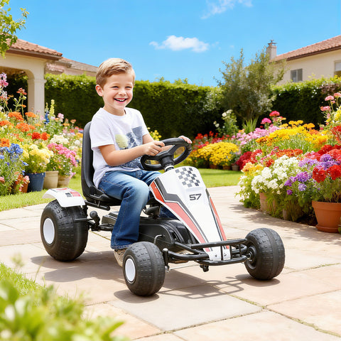 Kids Pedal Go Kart with Adjustable Seat and Handbrake