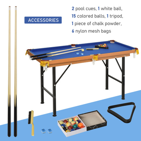 55-Inch Portable Folding Billiards Table With Cues Balls and Rack