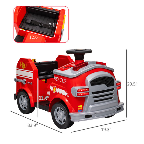 12V Kids Ride-On Fire Truck with Lights and Siren