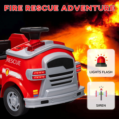12V Kids Ride-On Fire Truck with Lights and Siren