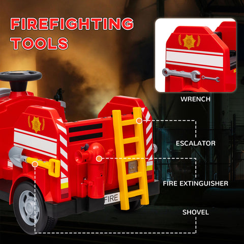 12V Kids Ride-On Fire Truck with Lights and Siren
