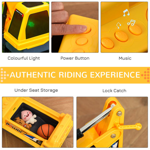 2-in-1 Kids Ride-On Excavator Digger with Helmet and Storage