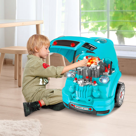 61-Piece Kids Truck Engine Toy Car Service Playset