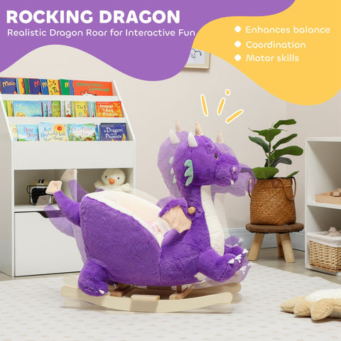 Kids Plush Dragon Rocking Horse with Sounds and Safety Belt