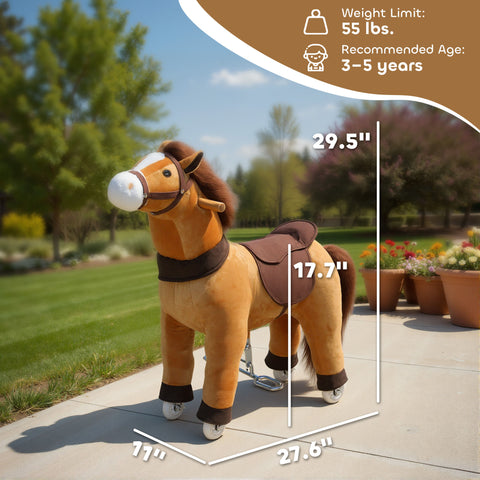 Plush Walking Ride-On Pony Toy with Wheels for Ages 3-5