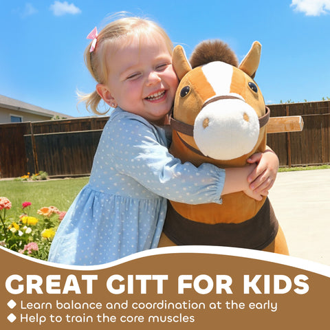 Plush Walking Ride-On Pony Toy with Wheels for Ages 3-5