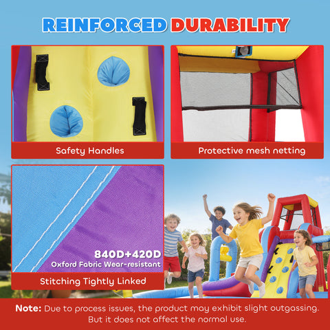 6-in-1 Inflatable Water Slide Bounce House with 480W Blower