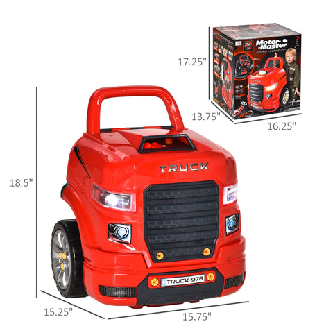 61-Piece Kids Truck Engine Mechanic Service Toy Set