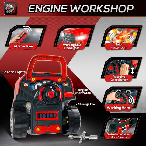 61-Piece Kids Truck Engine Mechanic Service Toy Set
