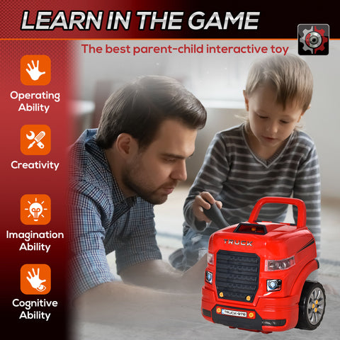 61-Piece Kids Truck Engine Mechanic Service Toy Set