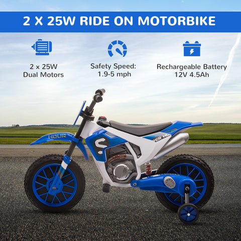 12V Kids Ride-On Motorcycle with Training Wheels | Electric Toy Bike