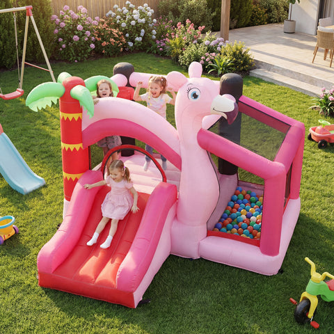 Inflatable Bounce House with Ball Pit and Basketball Hoop