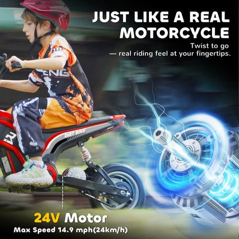 24V 350W Kids Electric Dirt Bike | 12-inch Ride-On Motorcycle