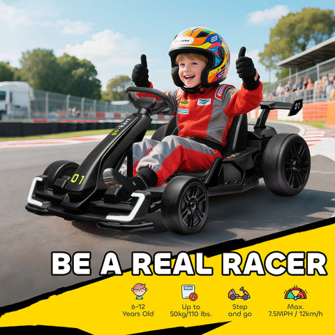 24V 7.5 MPH Electric Go-Kart with Adjustable Seat
