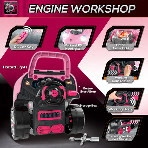 61-Piece Kids Truck Engine Toy Car Service Play Set