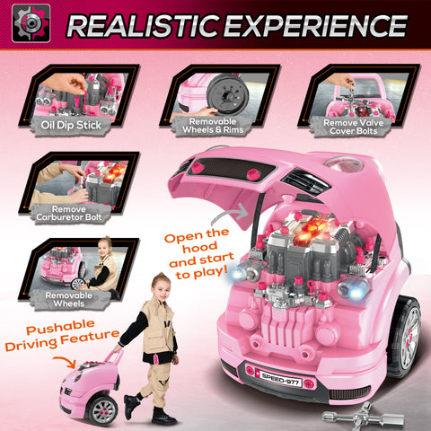 61-Piece Kids Truck Engine Toy Car Service Play Set