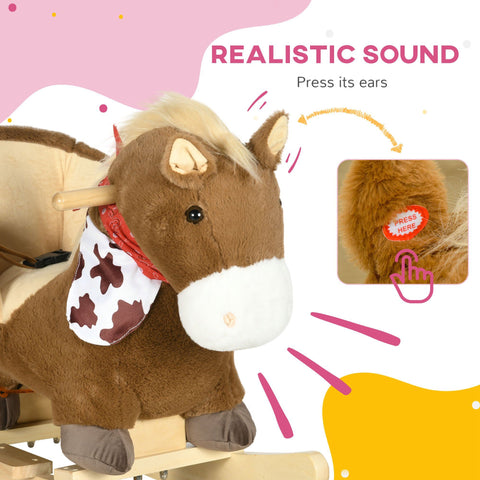 Baby Plush Animal Rocking Horse with Sound and Pedals