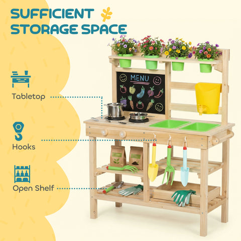 Kids Mud Kitchen Outdoor Wooden Play Kitchen Set