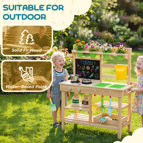 Kids Mud Kitchen Outdoor Wooden Play Kitchen Set