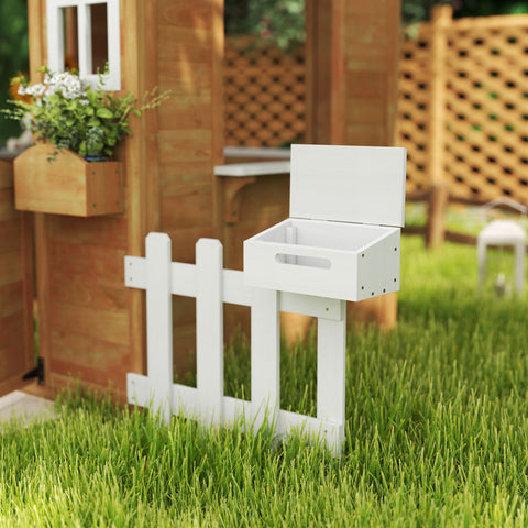 Outdoor Kids Wooden Cottage Playhouse with Mailbox & Bench