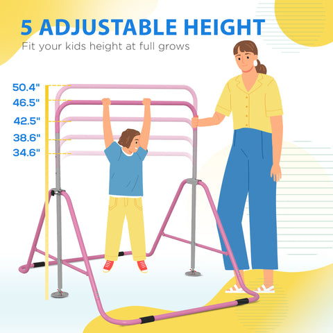 Adjustable Folding Gymnastics Bar for Kids