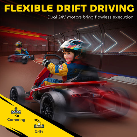 24V Electric Drift Go Kart for Kids Aged 8-12