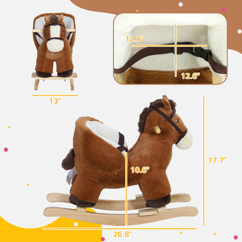 Plush Ride-On Rocking Horse with Sound and Safety Belt