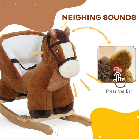 Plush Ride-On Rocking Horse with Sound and Safety Belt